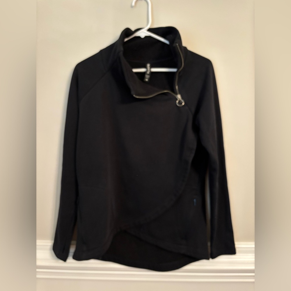 Athleta Black Asymmetrical Zip Jacket X-Small‎